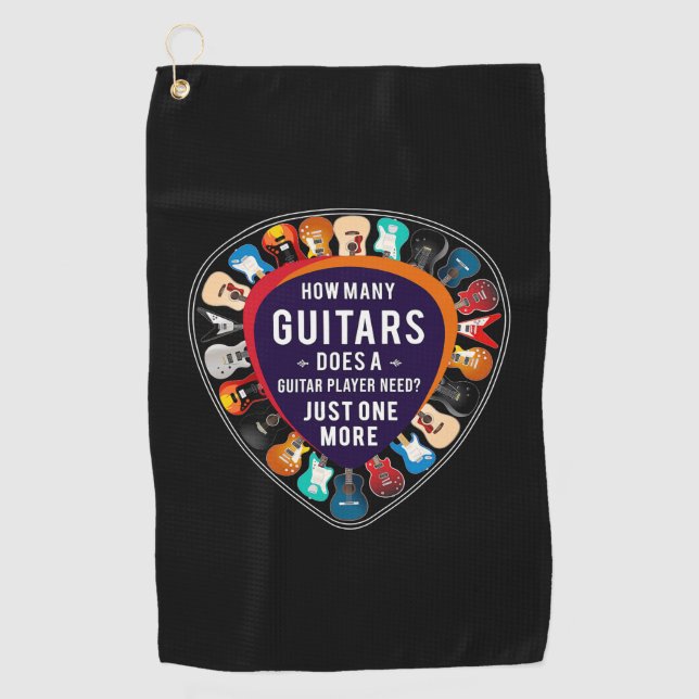 Guitarist How Many Guitars Birthday Golf Towel (Front)