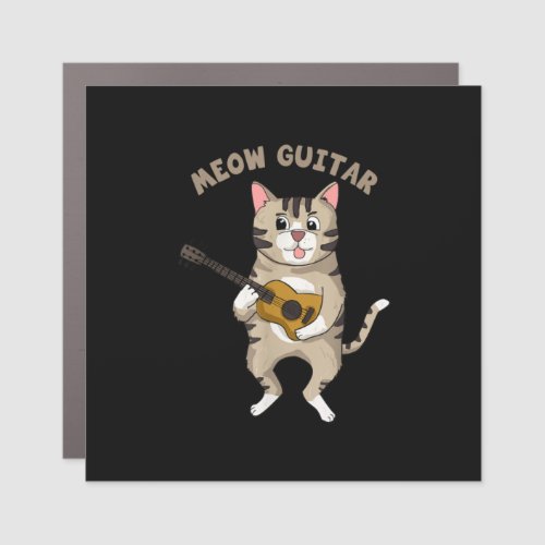 Guitarist Meow Guitar Cute Cat Playing Guitar Xmas Car Magnet