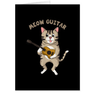 Guitarist Meow Guitar Cute Cat Playing Guitar Xmas Card