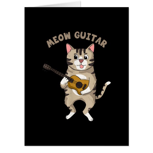 Guitarist Meow Guitar Cute Cat Playing Guitar Xmas Card (Front)