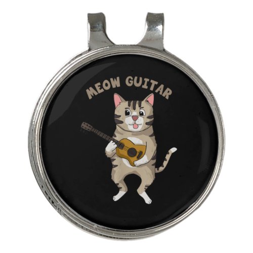Guitarist Meow Guitar Cute Cat Playing Guitar Xmas Golf Hat Clip