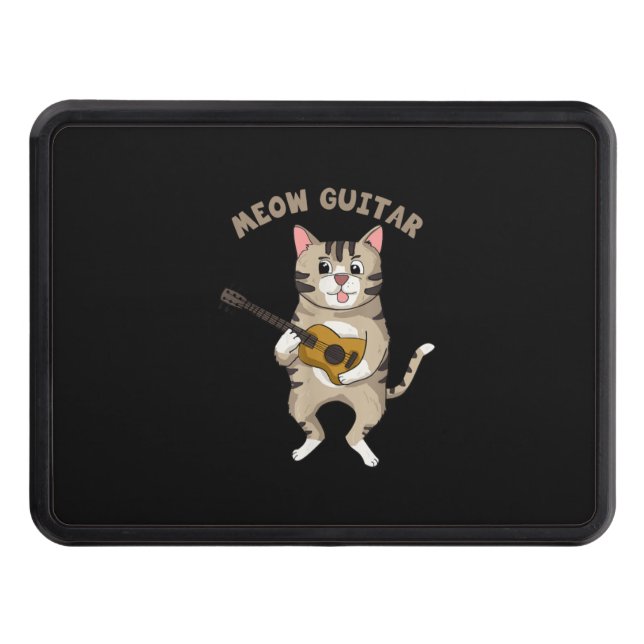 Guitarist Meow Guitar Cute Cat Playing Guitar Xmas Hitch Cover (Front)