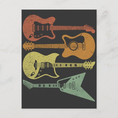 Guitarist Retro Music Instruments Vintage Guitar Postcard