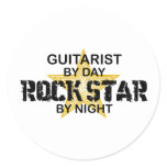 Guitarist Rock Star by Night Classic Round Sticker