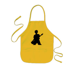 Guitarist Silhouette - B&W Kids' Apron