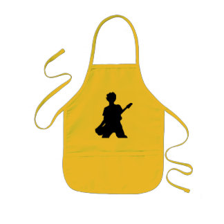 Guitarist Silhouette - B&W Kids' Apron
