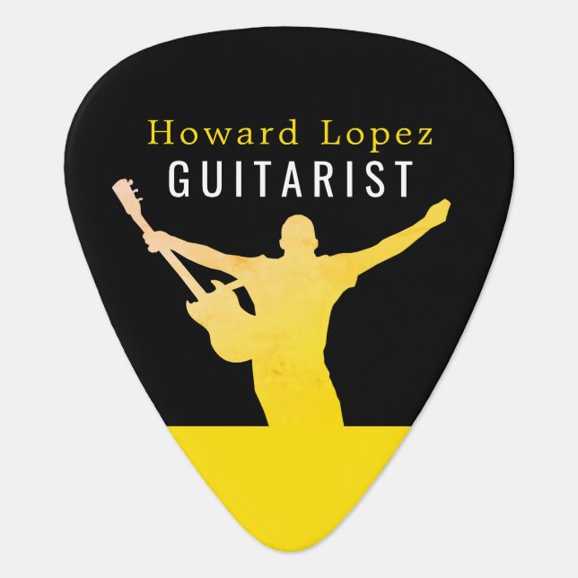 Guitarist Silhouette, Musician, Personalized Guitar Pick (Front)