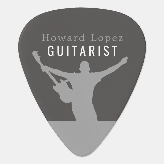 Guitarist Silhouette, Musician, Personalized Guitar Pick (Front)
