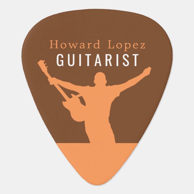 Guitarist Silhouette, Musician, Personalized Guitar Pick (Front)