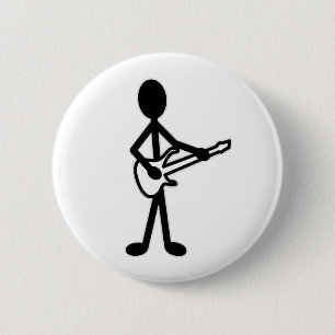 Guitarist Stick Figure Button