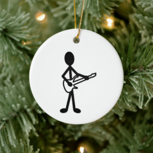 Guitarist Stick Figure Ceramic Ornament