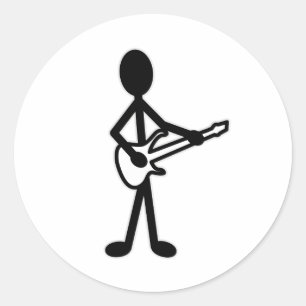 Guitarist Stick Figure Classic Round Sticker