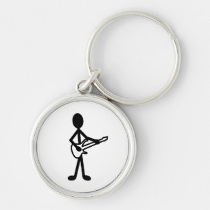 Guitarist Stick Figure Keychain