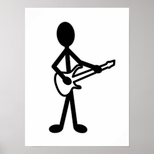 Guitarist Stick Figure Poster