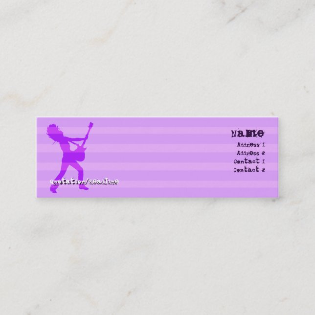 Guitarist  Stripes Purple - Skinny Mini Business Card (Front)