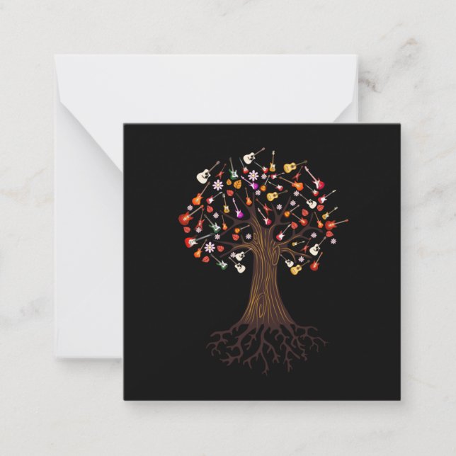Guitarist Tree Guitar Birthday Note Card (Front)