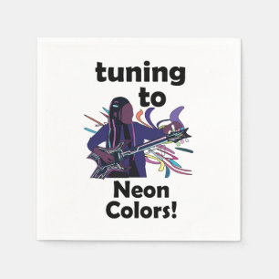Guitarist Tuning To Neon Colors Birthday Party Napkins