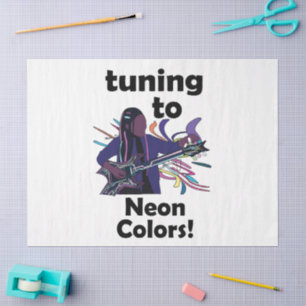 Guitarist Tuning To Neon Colors Birthday Party Tissue Paper