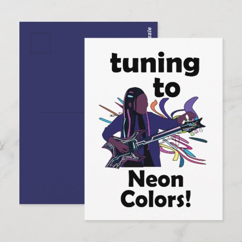 Guitarist Tuning To Neon Colors Birthday  Postcard