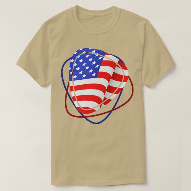 Guitarist US Flag Pick Guitar T-Shirt (Design Front)
