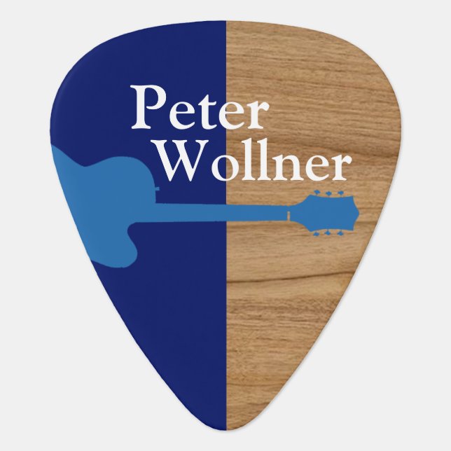 Guitarplayer Name, Initials & rock band-name Blue Guitar Pick (Front)