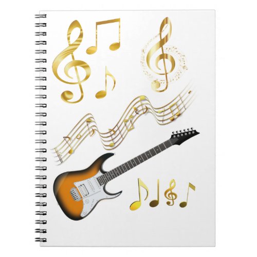 guitarras con notas musicales notebook