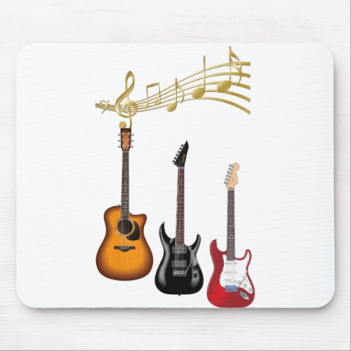 guitarras electricas con partituras musicales mouse pad
