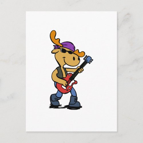 Guitar Player Moose Rocker Bassist Postcard