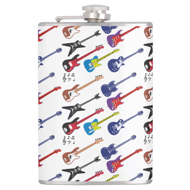 Guitars and Music Notes Flask (Front)