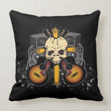 Guitars and Speakers Skull Decorative Pillow throwpillow