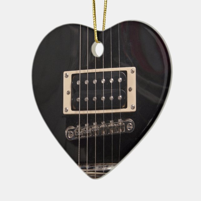 Guitars are for Girls Black Electric Guitar Ceramic Ornament (Left)