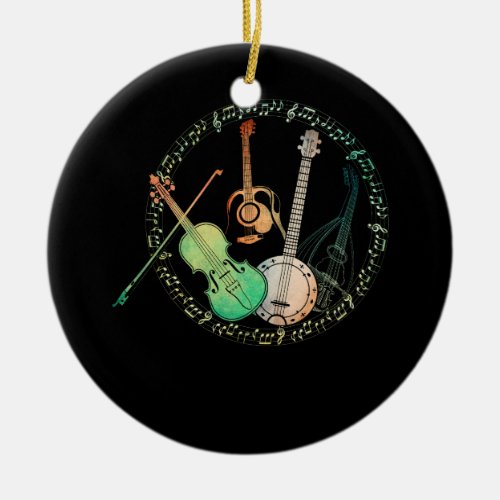 Guitars Banjos Fiddle Mandolin Colorful Node Music Ceramic Ornament