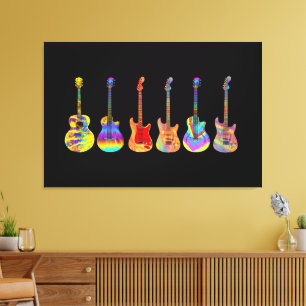 Guitars Colorful Musical Instruments Canvas Print