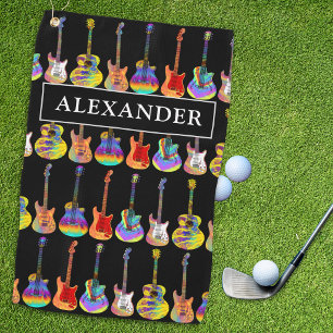 Guitars Colorful Pattern add Name Golf Towel