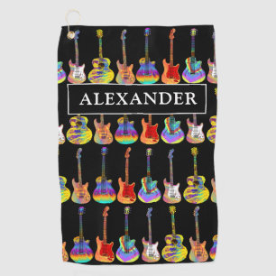 Guitars Colorful Pattern add Name Golf Towel