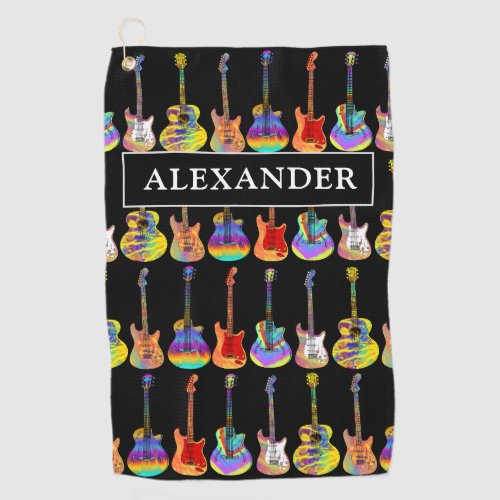Guitars Colorful Pattern add Name Golf Towel