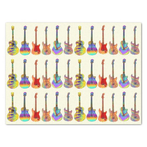 Guitars Colorful Pattern Tissue Paper