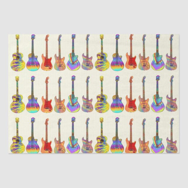Guitars Colorful Pattern Tissue Paper (Front)