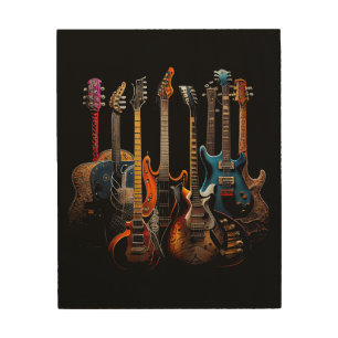 Guitars guitarists gift wood wall art