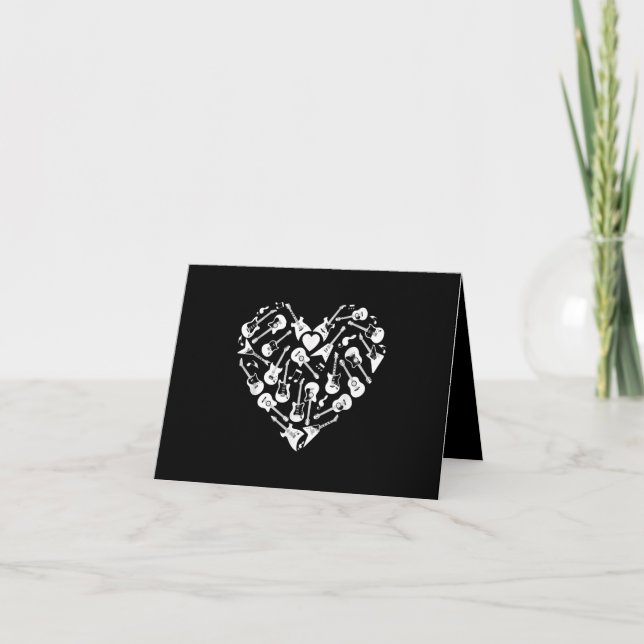 Guitars Heart Guitarist Valentines Day Thank You Card (Front)