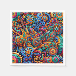 Guitars in mandala batik style napkins