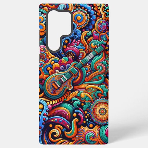 Guitars in mandala batik style samsung galaxy s22 ultra case