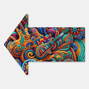Guitars in mandala batik style sign