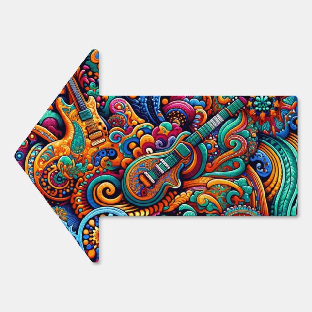 Guitars in mandala batik style sign (Front)