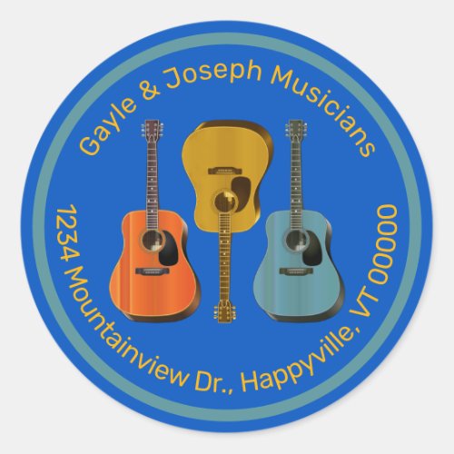 Guitars Name and Address Musicians Envelope Seal