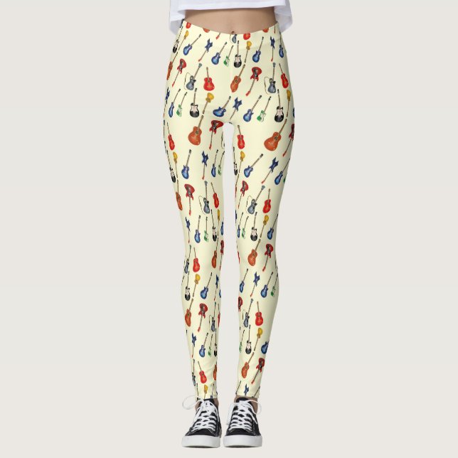 Guitars Pattern Leggings (Front)