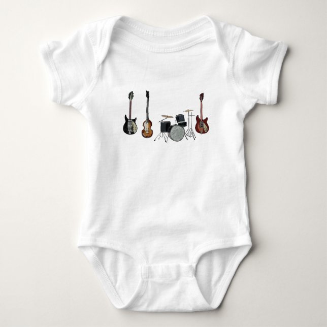 guitars & play the drums baby bodysuit (Front)