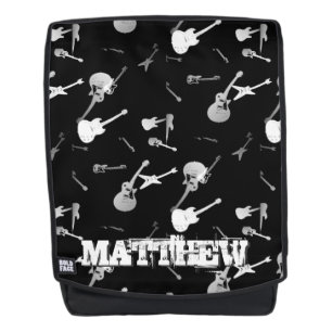 Guitars Rock Black White Personalized Backpack