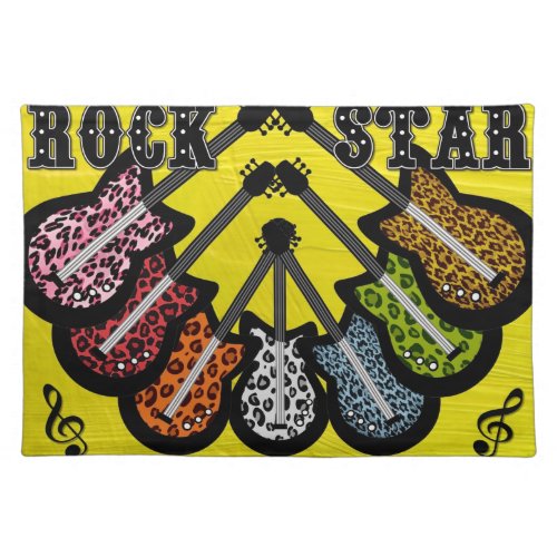 Guitars ROCK STAR Leopard Print Placemat