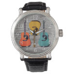 Guitars Rustic Wood Numbered Men&#39;s Watch at Zazzle